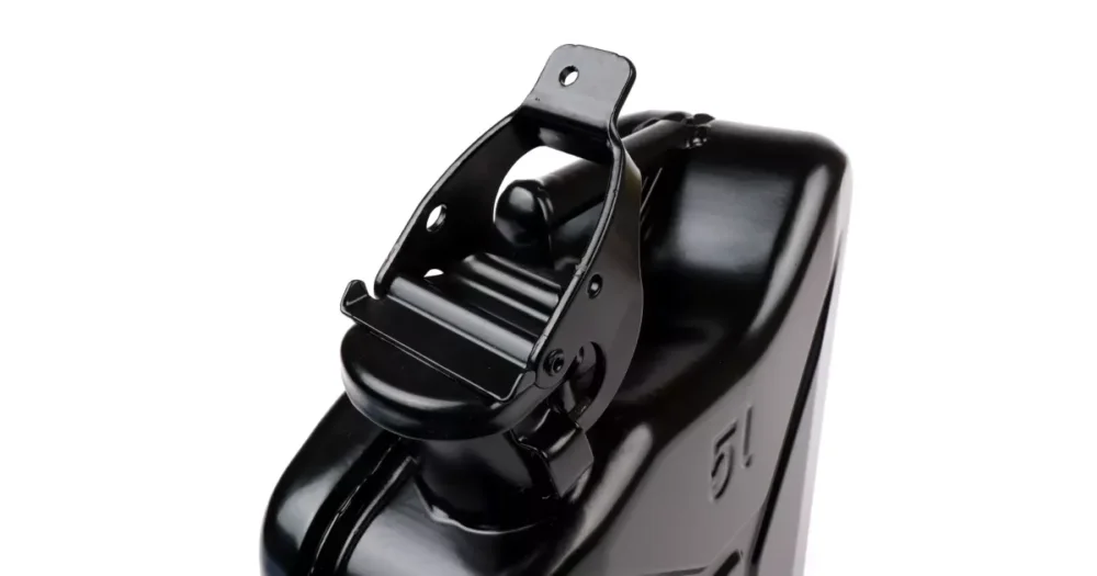 Brandstof Jerrycan 5l -FA Italia Metaal Zwart (RAL9005) Past Op Bagagerek Vespa Largeframe Sprint Rally Merkproduct